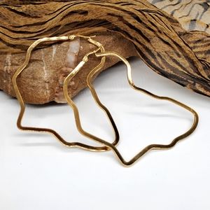Hoop Earrings 14k Gold plated Unique Gold Africa Map Hypoallergenic